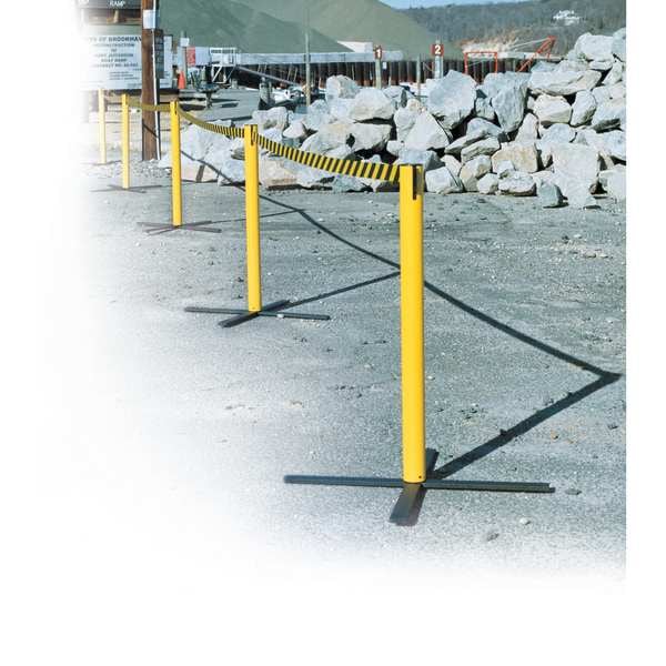 Tensabarrier Barrier Post with Belt, 13 ft Length, 38 in Post Height, No Legend - SA1-4PK-MAX-NO-D4X-C