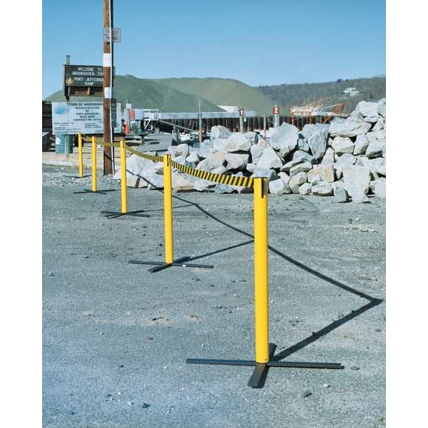 Tensabarrier Barrier Post with Belt, 13 ft Length, 38 in Post Height, No Legend - SA1-4PK-MAX-NO-D4X-C