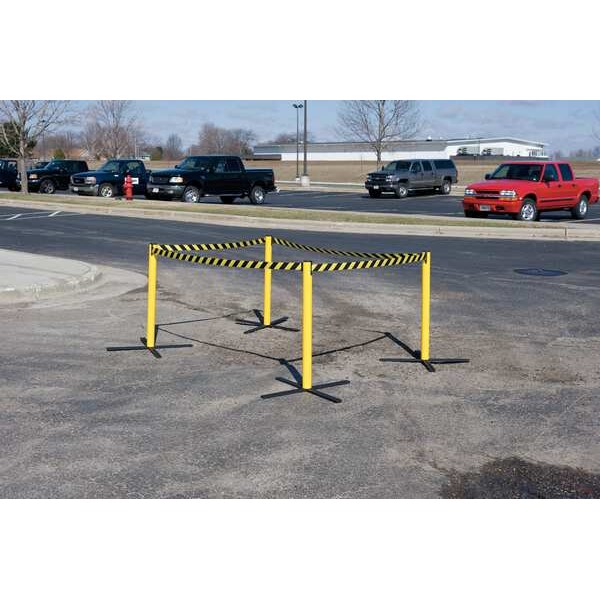 Tensabarrier Barrier Post with Belt, 13 ft Length, 38 in Post Height, No Legend - SA1-4PK-MAX-NO-D4X-C