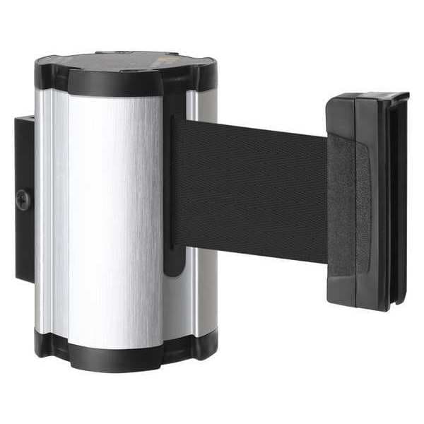 Lavi Industries Retractable Belt Barrier, Silver, 10 ft Length, Satin Aluminum - 50-3010SA/BK