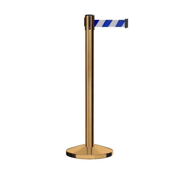 Montour Line Stanchion Belt Barrier Sat.Brass Post 11ft. Blu/Wh Belt - ES400-SB-BWD-110