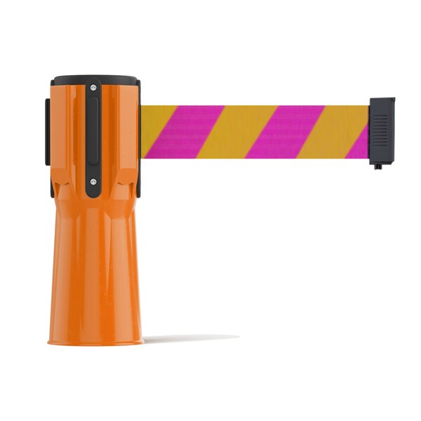 Montour Line Retractable Belt Barrier Cone Mount Orange Case 7.5ftMag/Ye Belt - CP100-OR-MYD-75
