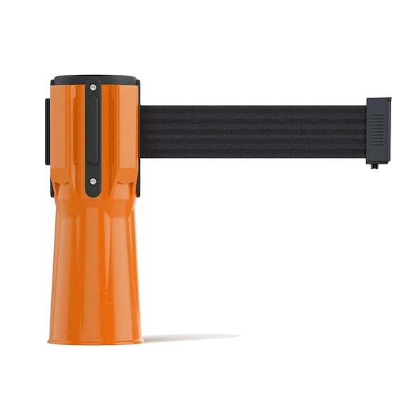 Montour Line Retractable Belt Barrier Cone Mount Orange Case 7.5ftBlack Belt - CP100-OR-BK-75
