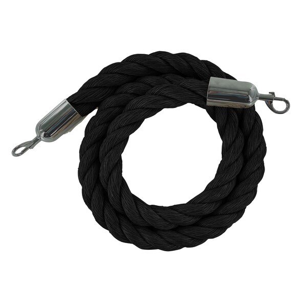 Montour Line Twisted Polyprop.Rope Black With Satin Snap Ends 10ft.Cotton Core - PPR150-100-BK-SE-SS