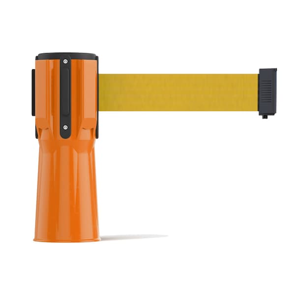 Montour Line Retractable Belt Barrier Cone Mount Orange Case 7.5ftYellow Belt - CP100-OR-YW-75