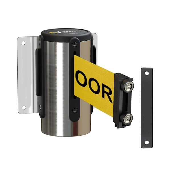 Montour Line Retr Belt Barrier Fxd Pol Stainless Metal Wall Mt 11ft Y.Wet.Belt M - WM115-PS-CAWETYB-F-M-110