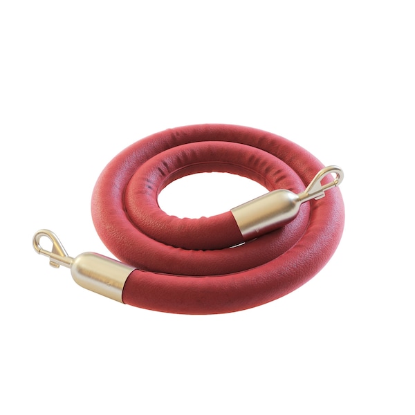 Montour Line Naugahyde Rope Red With Satin Brass Snap Ends 8ft.Cotton Core - PNR150-80-RD-SE-SB