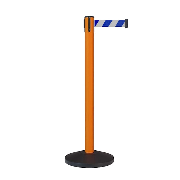 Montour Line Stanchion Belt Barrier Orange Post 9ft. Blue/White Belt - ES400-OR-BWD-90
