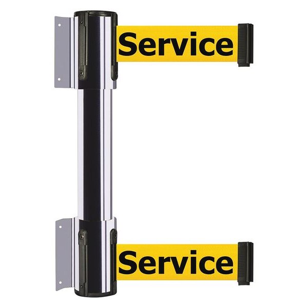 Tensabarrier Belt Barrier, Polished Chrome, 13 ft Length, 16 1/2 in Post Height, Out of Service - 896T2-1P-MAX-YEX-C