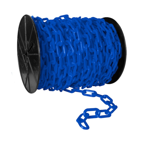 Mr. Chain 2" x 100' Sky Blue Heavy Duty Plastic Safety Chain - Reel - 51124