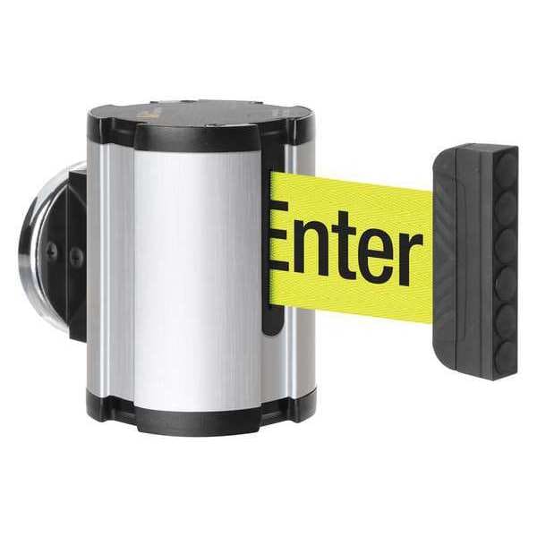 Lavi Industries Retractable Belt Barrier, Silver, 15 ft Length, Caution Do Not Enter, Satin Aluminum - 50-41300MG/SA/FY/F6
