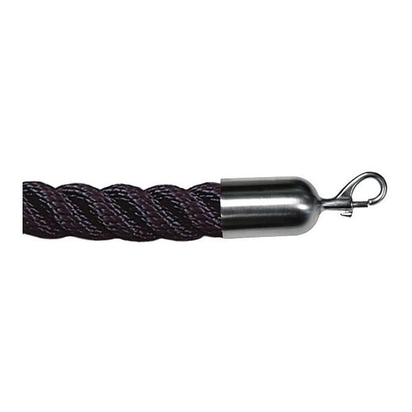 Tensabarrier Rope Barrier, Twisted Nylon, Black Finish - ROPE-TWST-33-04/0-2-SNAP-1S