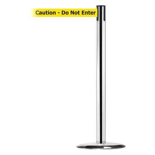 Tensabarrier Barrier Post with Belt, 7 1/2 ft Length, 38 in Post Height, Caution Do Not Enter, Polished chrome - 889U-1P-1P-STD-NO-YAX-C