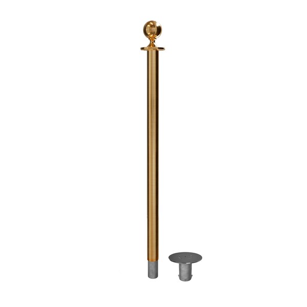 Montour Line Stanchion Post and Rope Removable Base Sat.Brass Post Ball Top - SP400R-BA-SB