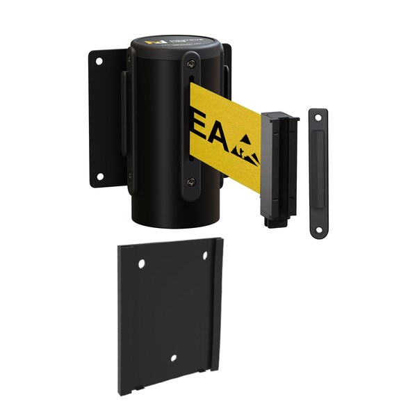 Montour Line Retr. Belt Barrier Removable Black Metal Wall Mnt 11ft. Area Belt (F) - WM115-BK-ESDPRYB-RM-S-110
