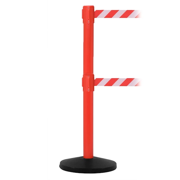 Queue Solutions SafetyMaster Twin 450, 13' Red, Red/White NO ENTRY Belt - SMTWIN450R-RWN130