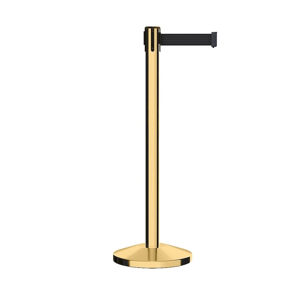 Montour Line Stanchion Belt Barrier Pol.Brass Post 7.5ftBlack Belt - ES400-PB-BK-CCW-75