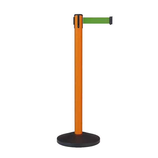 Montour Line Stanchion Belt Barrier Orange Post 9ft. Green Belt - ES400-OR-GN-90