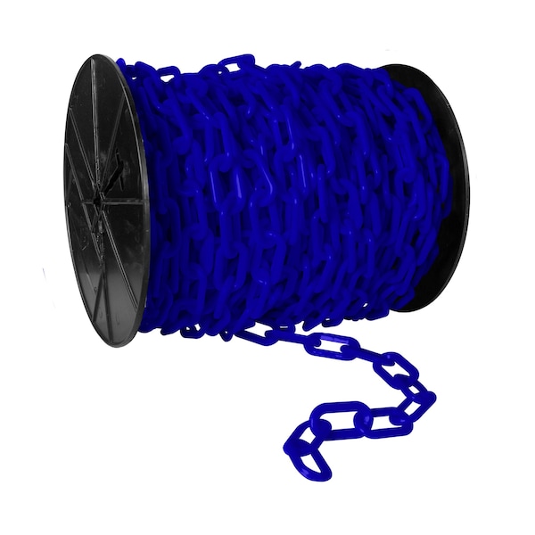 Mr. Chain 2" x 100' Traffic Blue Heavy Duty Plastic Safety Chain - Reel - 51126
