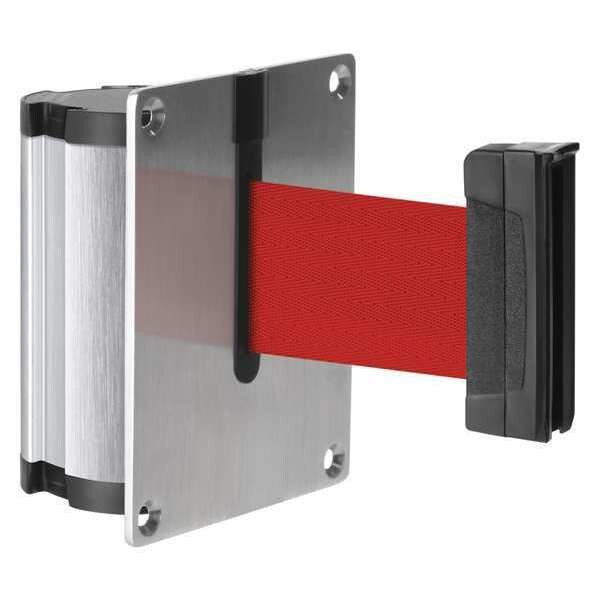 Lavi Industries Concealed Retractable Belt Barrier, Silver, 10 ft Length, No Legend, Satin Aluminum - 50-3012RD
