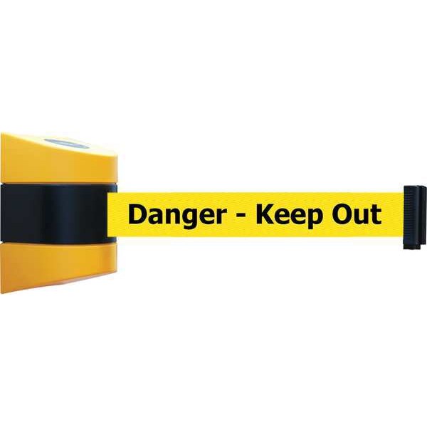 Tensabarrier Retractable Belt Barrier, 24 ft Length, Danger Keep Out, Yellow - 897-24-S-35-NO-YDX-C