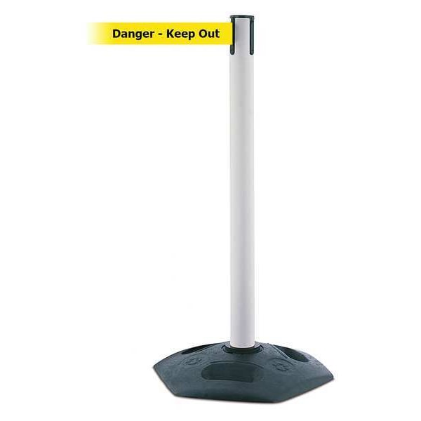 Tensabarrier Barrier Post with Belt, Black, 13 ft Length, 38 in Post Height, Danger Keep Out - 886-32-MAX-NO-YDX-C