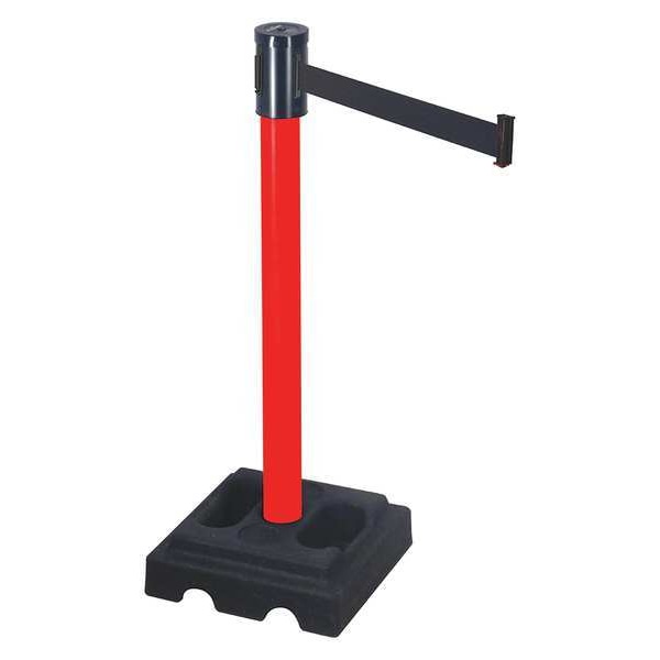 Retracta-Belt Barrier Post with Belt, Red, 15 ft Length, 40 in Post Height, Red - 322PRD-BK