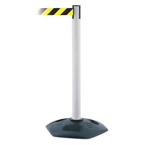 Tensabarrier Barrier Post with Belt, Black, 13 ft Length, 38 in Post Height, No Legend - 886-32-MAX-NO-D4X-C