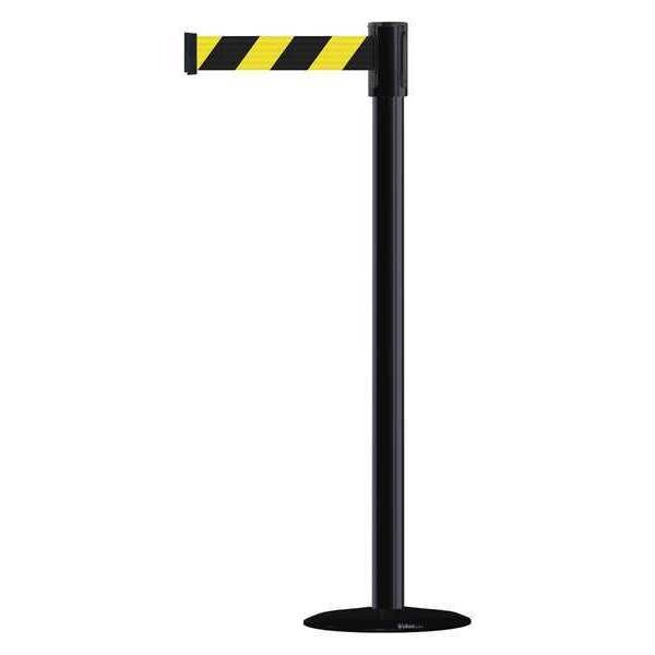 Tensabarrier Barrier Post with Belt, Black, 13 ft Length, 38 in Post Height, No Legend, Basics - 890B-33-33-33-MAX-NO-D4X-C