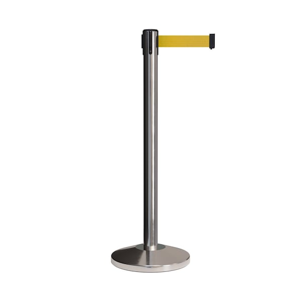Montour Line Stanchion Belt Barrier Pol.Steel Post 13ft. Yellow Belt - ES400-PS-YW-130
