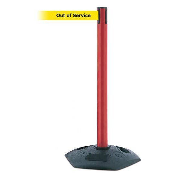Tensabarrier Barrier Post with Belt, Black, 13 ft Length, 38 in Post Height, Out of Service - 886-21-MAX-NO-YEX-C
