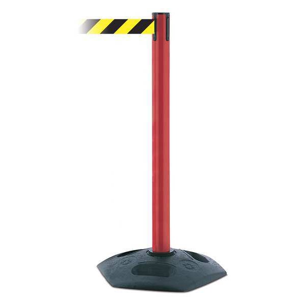 Tensabarrier Barrier Post with Belt, Black, 13 ft Length, 38 in Post Height, No Legend - 886-21-MAX-NO-D4X-C