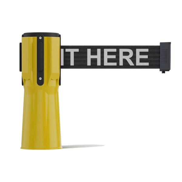 Montour Line Retractable Belt Barrier Cone Mount Yellow Case 11ft. Wait.Belt - CP100-YW-PLEAWBW-110