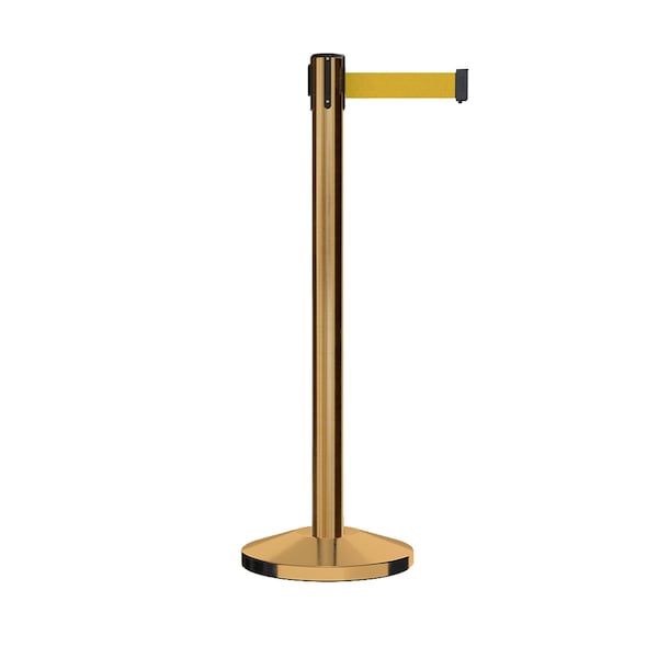 Montour Line Stanchion Belt Barrier Sat.Brass Post 7.5ftYellow Belt - ES400-SB-YW-ML-75