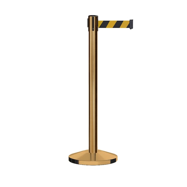 Montour Line Stanchion Belt Barrier Sat.Brass Post 7.5ftBlk/Ye Belt - ES400-SB-BYD-ML-75
