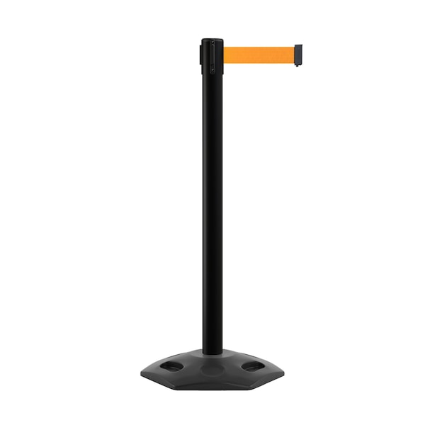 Montour Line Stanchion Belt Barrier Rubber Base Black Post 11ft.Fl.Org Belt - P400RB-BK-FOR-110