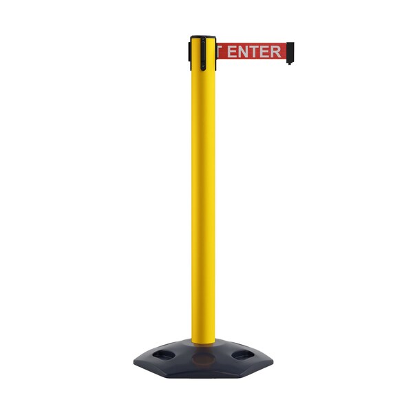 Montour Line Stanchion Belt Barrier Rubber Base Yellow Post 16ft.R. Caution Belt - P660DRB-YW-CAURW-160