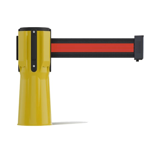 Montour Line Retractable Belt Barrier Cone Mount Yellow Case 7.5ftBk/R H Belt - CP100-YW-BRH-75