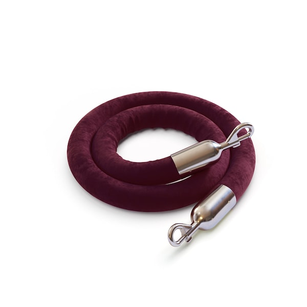 Montour Line Velvet Rope Maroon With Pol. Steel Snap Ends 10ft.Cotton Core - PVR150-100-MN-SE-PS