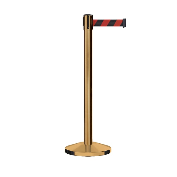 Montour Line Stanchion Belt Barrier Sat.Brass Post 7.5ftBlk/Rd Belt - ES400-SB-BRD-ML-75