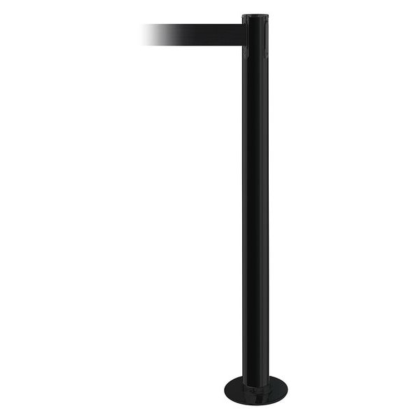 Tensabarrier Barrier Post with Belt, Black, 7 1/2 ft Length, 36 1/2 in Post Height, No Legend - 889F-33-33-STD-NO-B9X-C