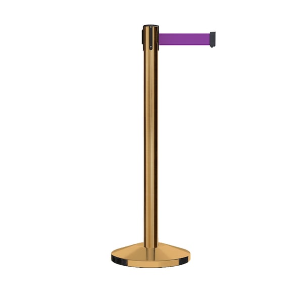 Montour Line Stanchion Belt Barrier Sat.Brass Post 11ft. Purple Belt - ES400-SB-PE-110