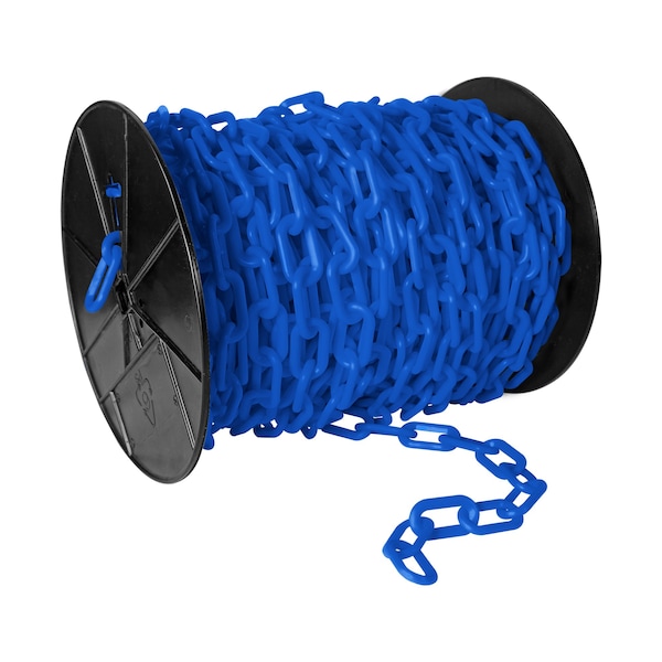 Mr. Chain 2" x 125' Sky Blue Plastic Safety Chain - Reel - 50124