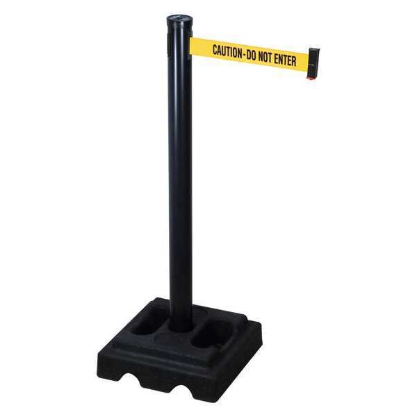 Retracta-Belt Barrier Post with Belt, Black, 10 ft Length, 40 in Post Height, Caution Do Not Enter, Black - 302BA-CAU