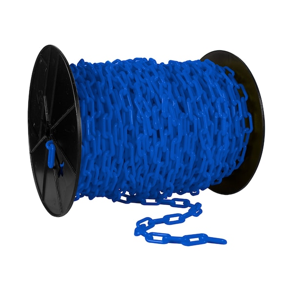 Mr. Chain 1.5" x 200' Sky Blue Plastic Safety Chain - Reel - 30124