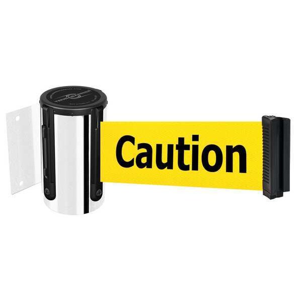 Tensabarrier Belt Barrier, Chrome, Belt Color Yellow - 896-STD-1P-MAX-NO-YAX-C