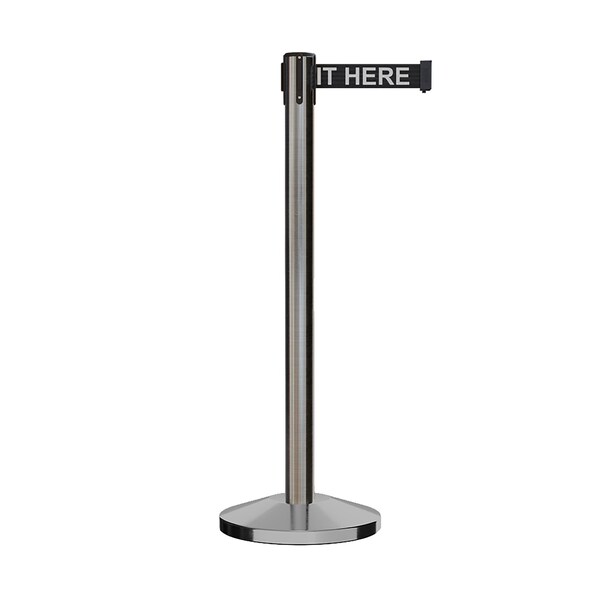 Montour Line Stanchion Belt Barrier Sat.Steel Post 13ft. Wait.Belt - ES400-SS-PLEAWBW-130