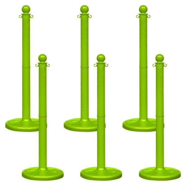 Mr. Chain Safety Green Medium Duty Stowable Stanchion, 6PK - 93714-6