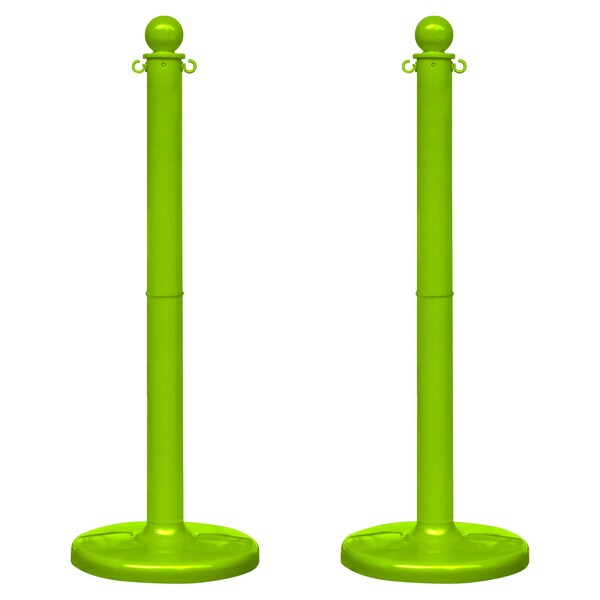 Mr. Chain Safety Green Medium Duty Stowable Stanchion, 2PK - 93714-2