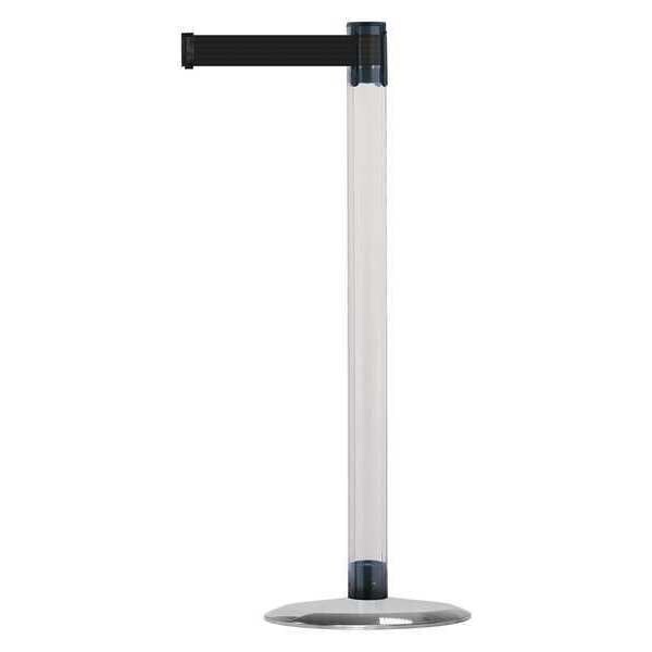 Tensabarrier Barrier Post with Belt, 13 ft Length, 38 in Post Height, No Legend, Satin Chrome - TCLU-1S-MAX-NO-B9X-C